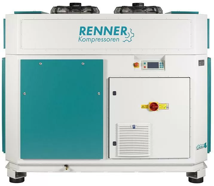 картинка Винтовой безмасляный компрессор RENNER RSWF 26,0 D 6 бар с воздушным охлаждением для Производство электроники Пищевая промышленность Медицина